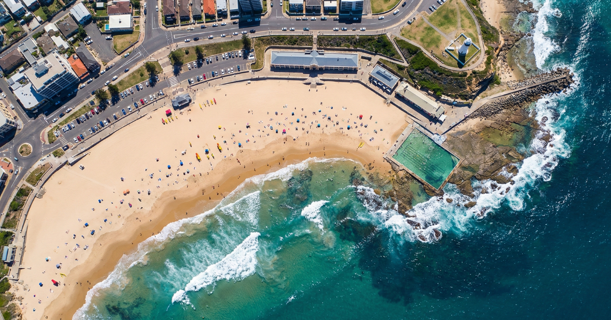 Newcastle coastal aerial view